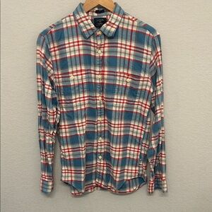 J. Crew Men's Red and Blue Plaid Button Down Shirt